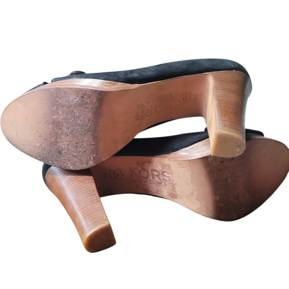 Michael Kors "Spice" Peep Toe Stacked Heel Pumps Size 9 - Picture 8 of 8